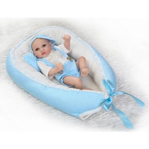 26cm Boneca Bebe Reborn Realista Lifelike Soft Full Vinyl Silicone Dolls With Bed Boy Girl Kids Playmates Bathe Toys Brinquedos