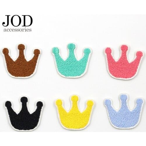 6pcs Colored Crown Thermal Stickers on Clothes Children Iron on Badges Patch Applique Ironing Embroidered Patches for Clothing