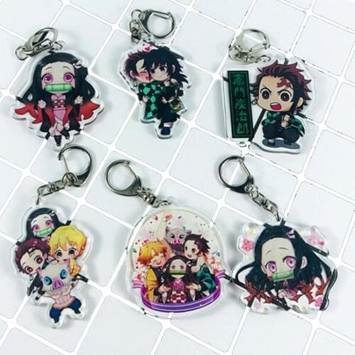 Anime Demon Slayer Kimetsu no Yaiba Acrylic Keychain Fashion Hashibira Inosuke Acrylic Pendant Key Chain For Women Men Jewelry
