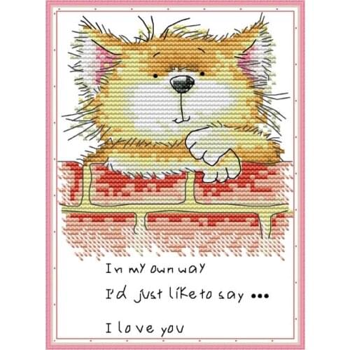 DA531 Cute cat 5 cross stitch kit aida 14ct 11ct count print canvas cross stitches needlework embroidery DIY handmade