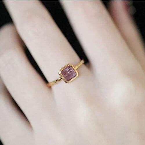 Designer original natural light amethyst square opening adjustable ring Chinese style retro elegant luxury charm jeweler