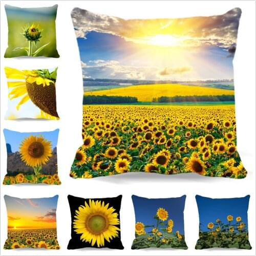 Home Decorative Throw Pillow Case Sunflower Cotton Polyester Square Cute Cushion Cover 5 size 9 style