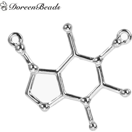 DoreenBeads Caffeine Molecule Chemistry Science Connectors Findings dull silver color 27mm(1 1/8")x 23mm(7/8"), 10 PCs