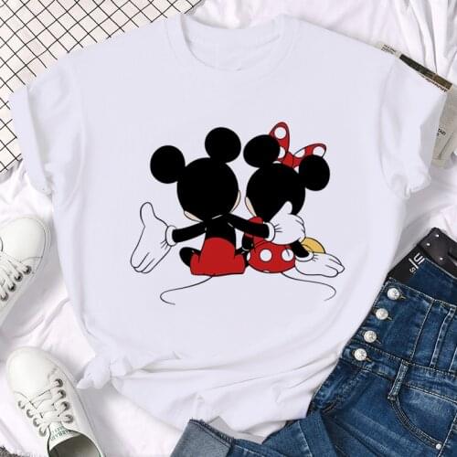 Kawaii Disney Mickey Minnie Couple T Shirt Men Women Unisex Funny Cute Tshirt Summer Casual T-shirt Graphic Top Tees Male Female
