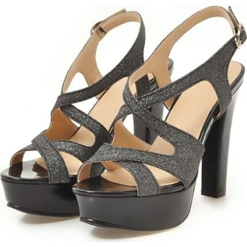 IPPEUM Designer Shoes Chunky Heels Gladiator Shoes Summer Women Sandals Woman Sandalie Sexy Glitter Ladies Platform Sandals