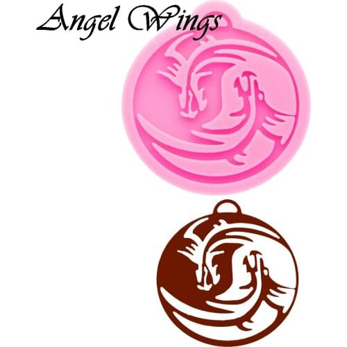 Flying dragon Keychain Silicone Molds DIY Necklace Jewelry Shiny Epoxy Resin Mould Custom Wholesale DY0615