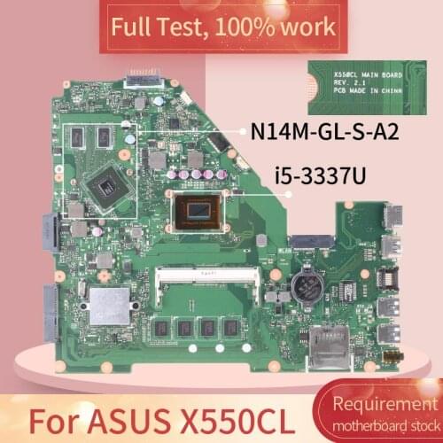 X550CL Notebook Mainboard For ASUS X550CC A550C X550CL R510C I5-3337U GT720M Laptop Motherboard REV.2.1 SR0XL N14M-GL-S-A2