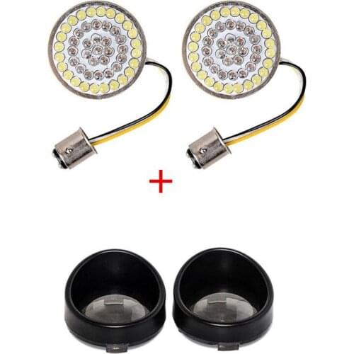 Motorcycle 1157 White DRL Amber Turn Signal LED Inserts Smoke Visor Lens 2"Bullet Style For Harley Breakout Dyna Glide Iron 883