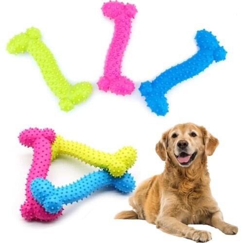 Soft Pet Rubber Dog Toy Rubber Bone Bite Resistant Pet Toys Dog Chew Molars Teeth Training Odorless Toys Solid Products For Dogs
