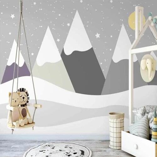 Custom Mural Wallpaper 3D Cartoon Snow Mountain Starry Sky Childrens Bedroom Home Decor Photo Wall Paper Papel De Parede Sala