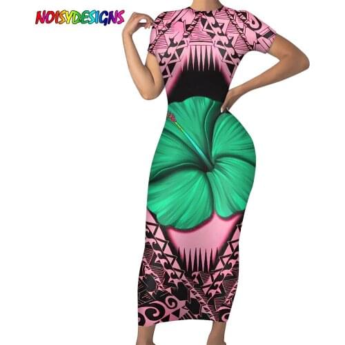 NOISYDESIGNS Womens Dresses New Arrival Bodycon Samoan Hibiscus Polynesian Tribal Brand Designer Ladies Pencil Dress Vestios