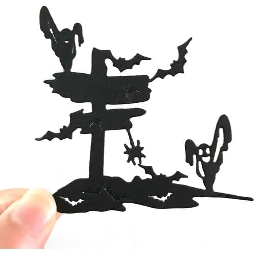 New Halloween Party Tree Metal Cutting Dies Bat Ghost Spider Scrapbooking DIY Album Paper Card Craft Embossing Die Decoration