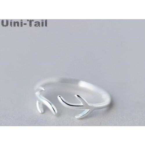 Original design 925 sterling silver baby animal antler horn opening adjustable ring simple creative couple ring live girlfriend