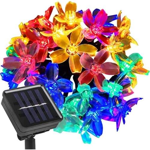 Outdoor Solar LED Flower String Lights Waterproof Cherry Blossom Garland Fairy Light for Christmas/Patio/Garden/Party Decoration