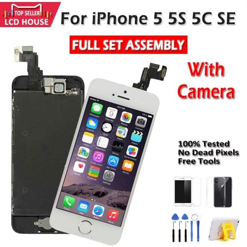 Full Set LCD Screen For iPhone 5 5G 5S 5C SE LCD Touch Digitizer Full Assembly Display Replacement AAA Quality Home Key Camera