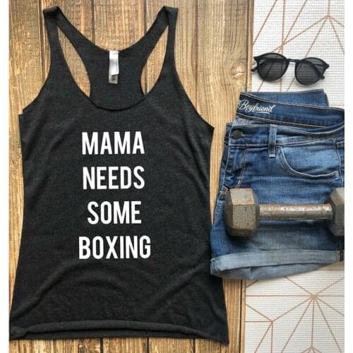Casual Funny Stylish Vest Camisetas Cotton Undershirt Outfits Vest Mama Needs Some Boxing Tank Top Racerbac Motivationa