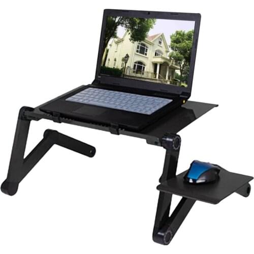 Adjustable Aluminum Laptop Desk Table Ergonomic TV Bed Lapdesk Tray PC Notebook Table Desk Stand With Cooling Fan Mouse Pad