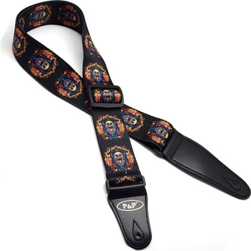 Flame Skull Pattern Guitar Strap Electric Guitar Acoustic Guitar Folk Guitar Bass Strap