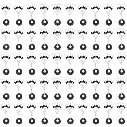 50Pcs/Set Fishing Oval Stopper Rubber Float Bobber Olive Cylindrical Soft Elastic Beans Fishing Tackle Accessories