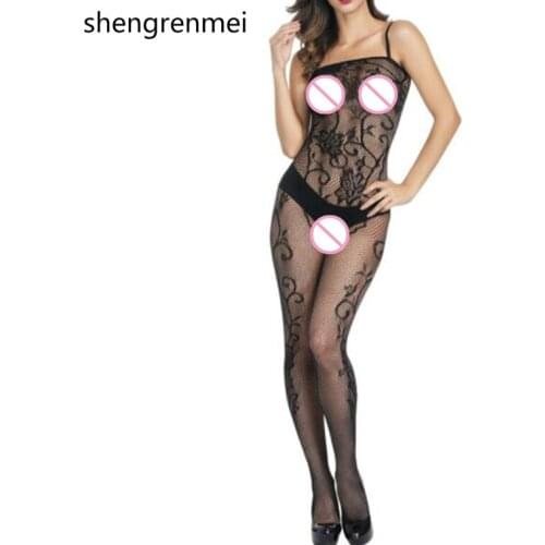 Shengrenmei Medias Uniform Embroidery Jumpsuit Female Rose Pajamas Sexy Lingerie Women Bodysuit Passion Nightgown Sexy Underwear