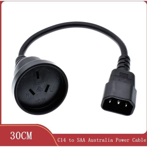 High quality UPS to PC IEC C14 3-Pin Aus Australia Power Cable Cord Lead 30cm/1ft Adapte 3*1.0mm,1 pcs