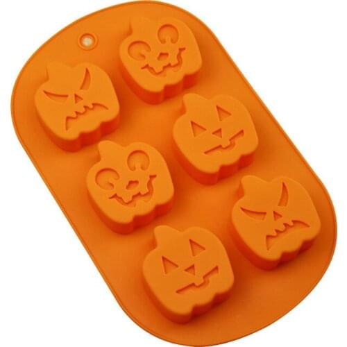 Silicone 6 Pumpkin Cake Mould with Different Expressions Halloween Cake Mould Jelly Pudding Baking Tool baking accessories