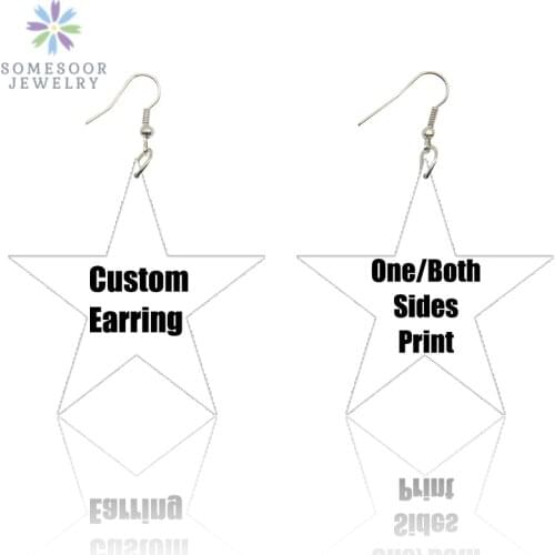 SOMESOOR Personalized Star Design Afro Wood Earrings African Bohemian Pendant Dangle Print Blacks Art Custom Jewelry For Women
