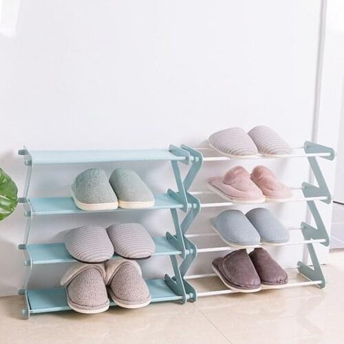 Stainless Steel Shoe Rack Multi-layer Space Saving Shoe Storage Shelf Z Shape Cabinet Shoes Book Sundries Racks Room Organizer