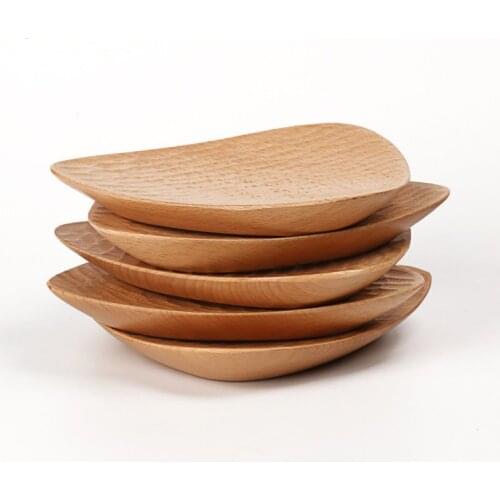 Handmade Dish Beech Wood Plate Triangular Tray Dinner Set Dessert Plate With One Fork Sushi Plate Dinner Dish Vajillas Plato1set