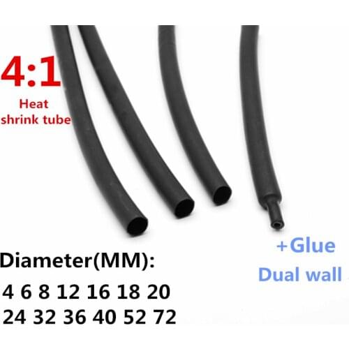 Heat Shrink Tube with Glue Adhesive Lined 4:1 Dual Wall Tubing Sleeve Wrap Wire Cable kit 4mm 6mm 8mm 12mm 16mm 20mm 24mm 32mm