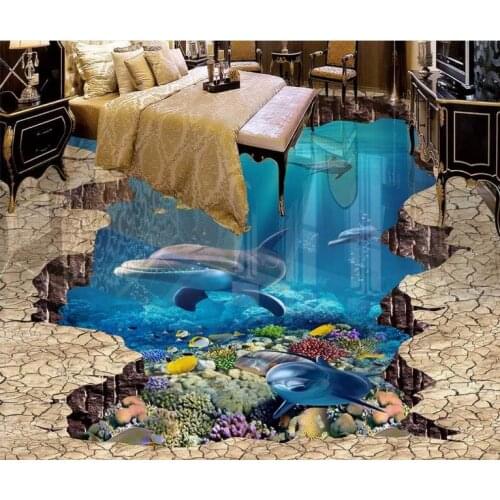 Custom 3d vinyl flooring wallpaper for walls Living room bedroom bathroom Waterproof self-adhesive floor wall papers home decor