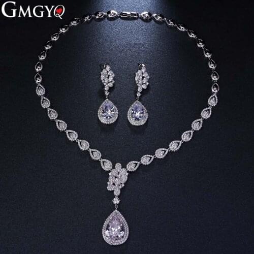 GMGYQ Water Drop Zircon High Quality Dubai Jewelry Sets Ffor Women Fashion Jewelry Sets Womens Accessories