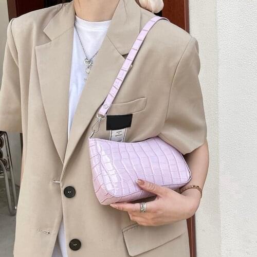Women PU Bag Alligator Pattern Shoulder Underarm Retro Casual Ladies Small Purse Women Vintage Mini Handbag Tote