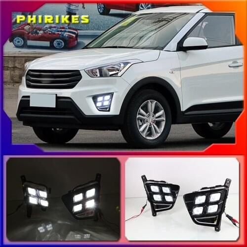 1 Set 12V LED Daytime Running Light Car Accessories Waterproof ABS DRL Fog Lamp Decoration For Hyundai Creta IX25 2014 2015 2016