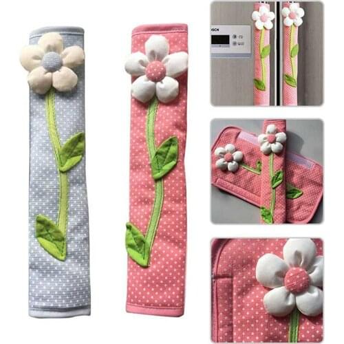 1pair Refrigerator Handle Cover Flower Polka Dot Print Fridge Decor Handle Handle Gloves Kitchen Accessories Door Cover Tools
