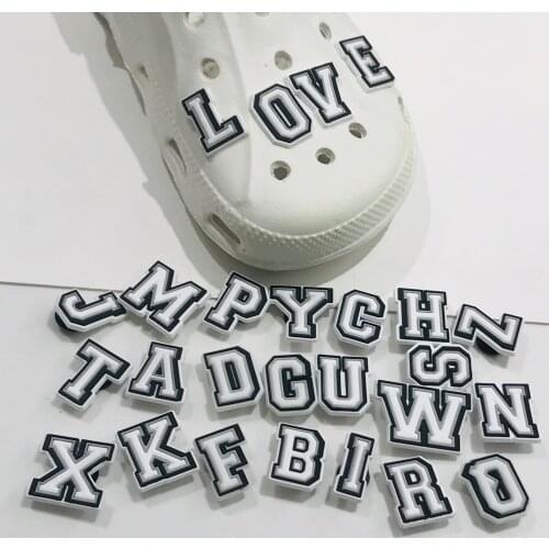 1Pcs Cartoon English Alphabet A-Z Letters PVC 3D Shoe Charms Garden Shoes Accessories Decoration Fit Wristbands Kids Gift