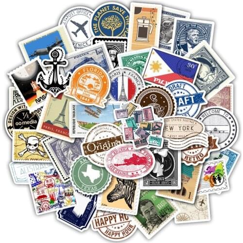 50Pcs World Architecture Tourism PVC Stationery Stickers DIY Skateboard Guitar Laptop Luggage Decal Graffiti Sticker Kid Toy