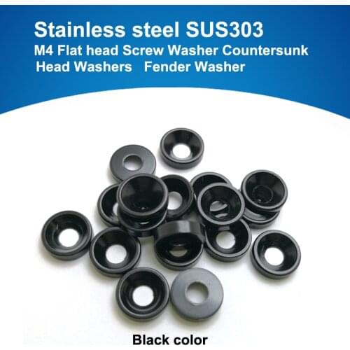 100pcs /bag, Black Stainless steel M4 Flat head Screw Washer Countersunk Head Washers Fender Washer