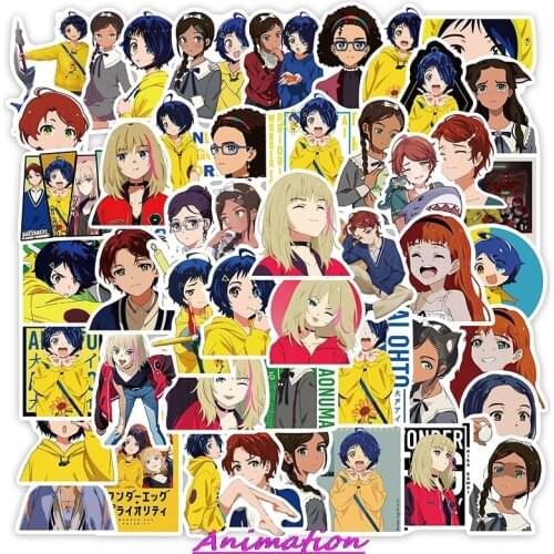 50pcs Anime WONDER EGG PRIORITY Cartoon Stickers Aesthetic Decals Toy Luggage Laptop Phone DIY Waterproof Sticker