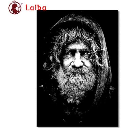 5d diy diamond painting Abstract art, black and white portrait old man figure full square round diamond embroider decoration