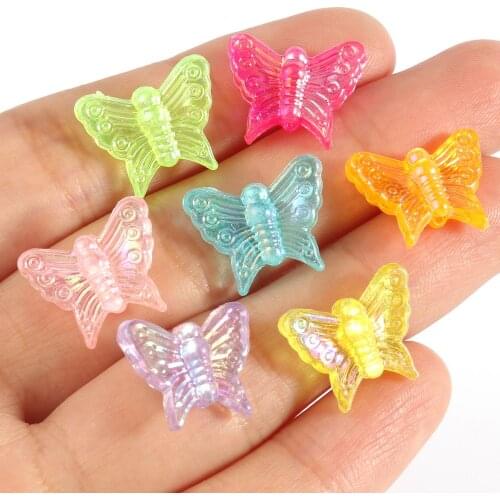 50pcs 13x6mm Acrylic Spaced Beads Butterfly Shape Loose Beads For Jewelry Making DIY Necklace Earrings Accessories