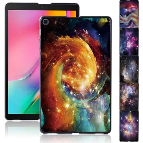 Case for Samsung Galaxy Tab A 10.1 2019 T510 T515 Space Pattern Fashion Durable Plastic Tablet Hard Shell Cover + Free Stylus