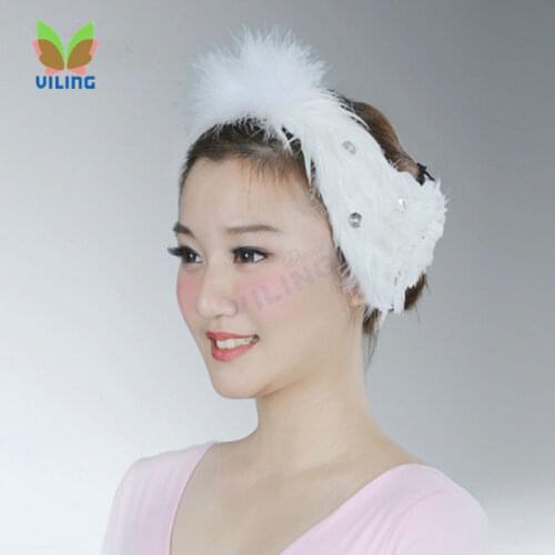 Ballet dance headwear White black Ballet dancer role White swan tire feather decoration for girls or women Swan lake ballet tutu