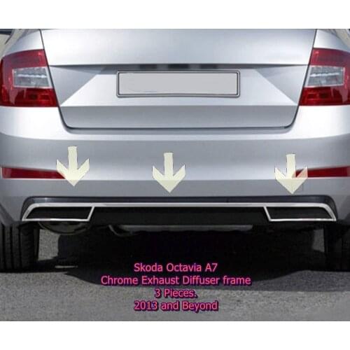 For Skoda Octavia A7 Chrome Exhaust Diffuser Frame 3 Pieces . 2013 and Beyond ISO9001 / 2008 A + Quality Modified Design