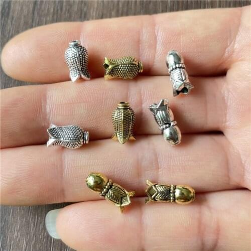 JunKang 30pcs Arab Muslim prayer beads ancient silver tulip shaped connector for jewelry making tassels DIY handmade accessories