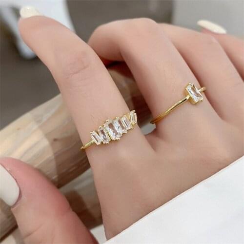 2pcs Korean New Shining Zircon Geometric Simple Personality Set Rings For Women Fashion Jewelry Party 2021 Finger Ring Gifts