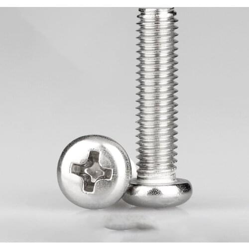 304Stainless Steel M1 M1.2 M1.4 M1.6 M2 M2.5 M3 M3.5 Cross Recessed Pan Head Screw Phillip Thread Metric Machine Round Head Bolt