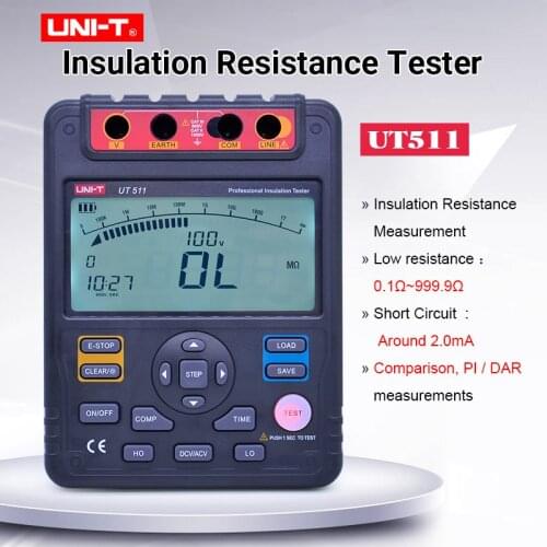 Megger meter Insulation Resistance Tester UNI-T UT511 AC DC Voltage Ohm meter measure transformers/generators/high-voltage motor