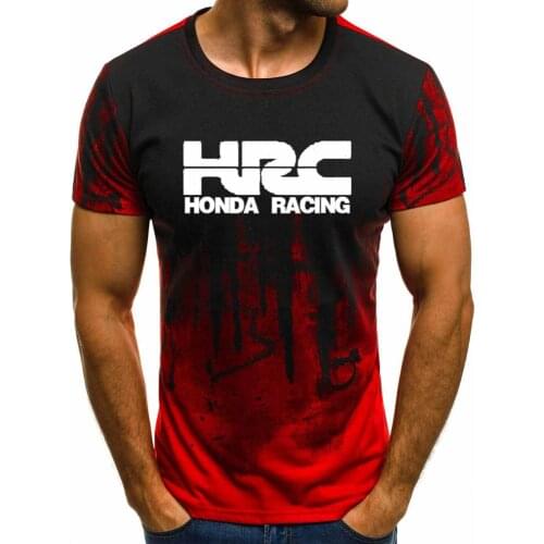 Mens Short Sleeve HRC race motorcycle Gradient T-shirt Summer casual male Cotton Tshirts Fashion HipHop Harajuku Men Clothes
