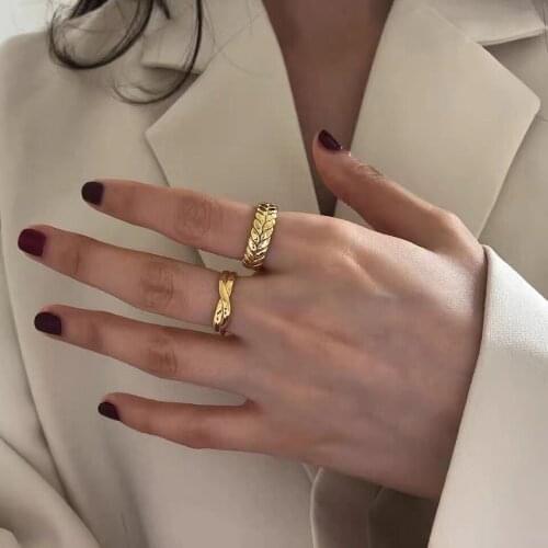 New Minimalist Adjustable Knot Wheat Finger Rings For Women Photograph Twisted Gold Rings for Girls Vintage Jewelry For Women